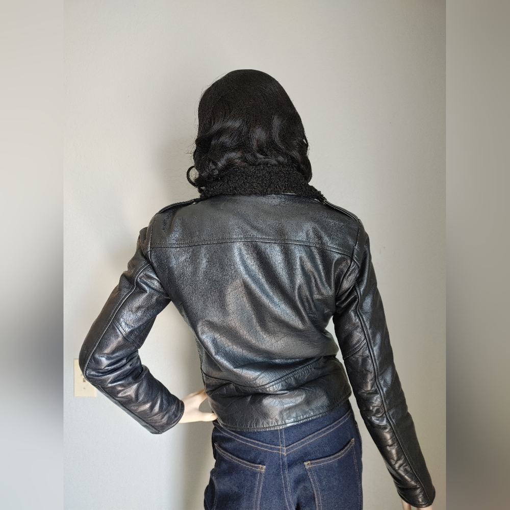Women's Black Leather Jacket - Picture 5 of 8